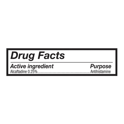 Side view of Lastacaft once daily eye drops showing drug facts and instructions for adults and children