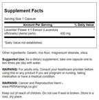 Swanson Full Spectrum Lavender Flower capsule bottle back label and supplement facts