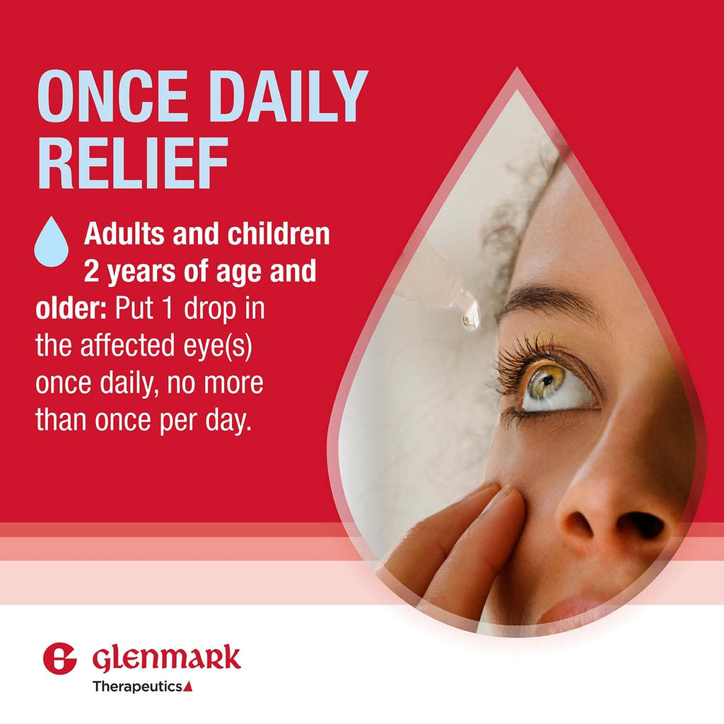 Glenmark Once Daily Olopatadine eye allergy drop twin pack containing two point five milliliter bottles