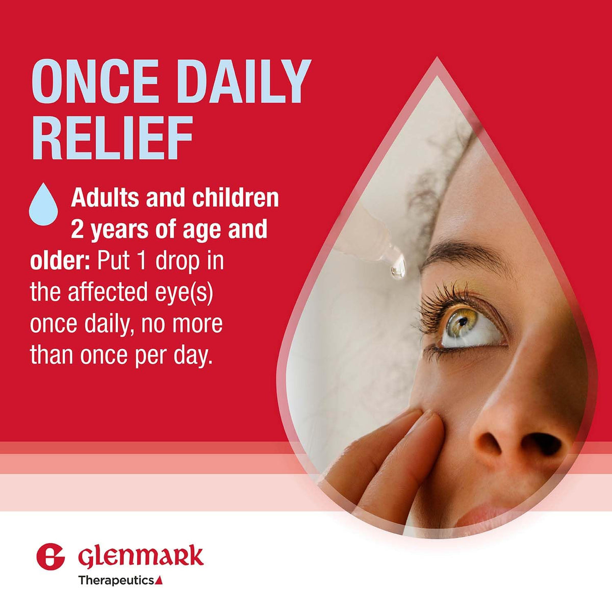 Glenmark Once Daily Olopatadine eye allergy drop twin pack containing two point five milliliter bottles