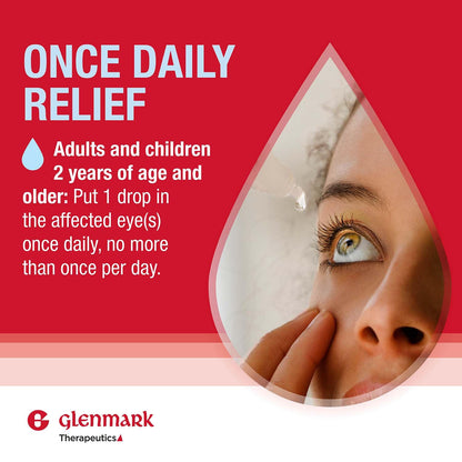 Glenmark Once Daily Olopatadine eye allergy drop twin pack containing two point five milliliter bottles