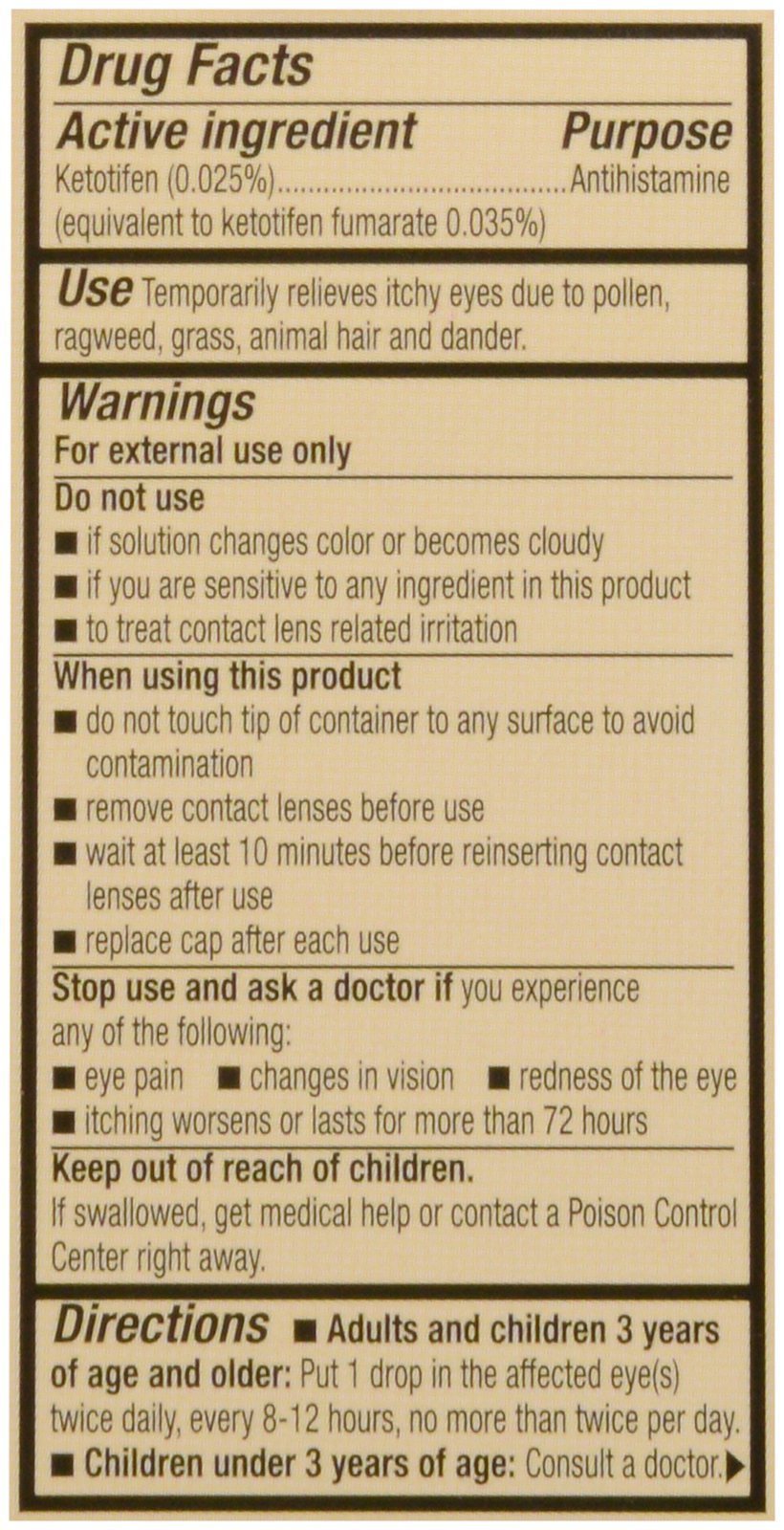 Authentic USA imported Zaditor 5 milliliter sterile eye drops container close up