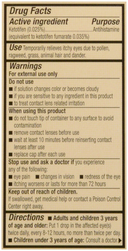 Authentic USA imported Zaditor 5 milliliter sterile eye drops container close up