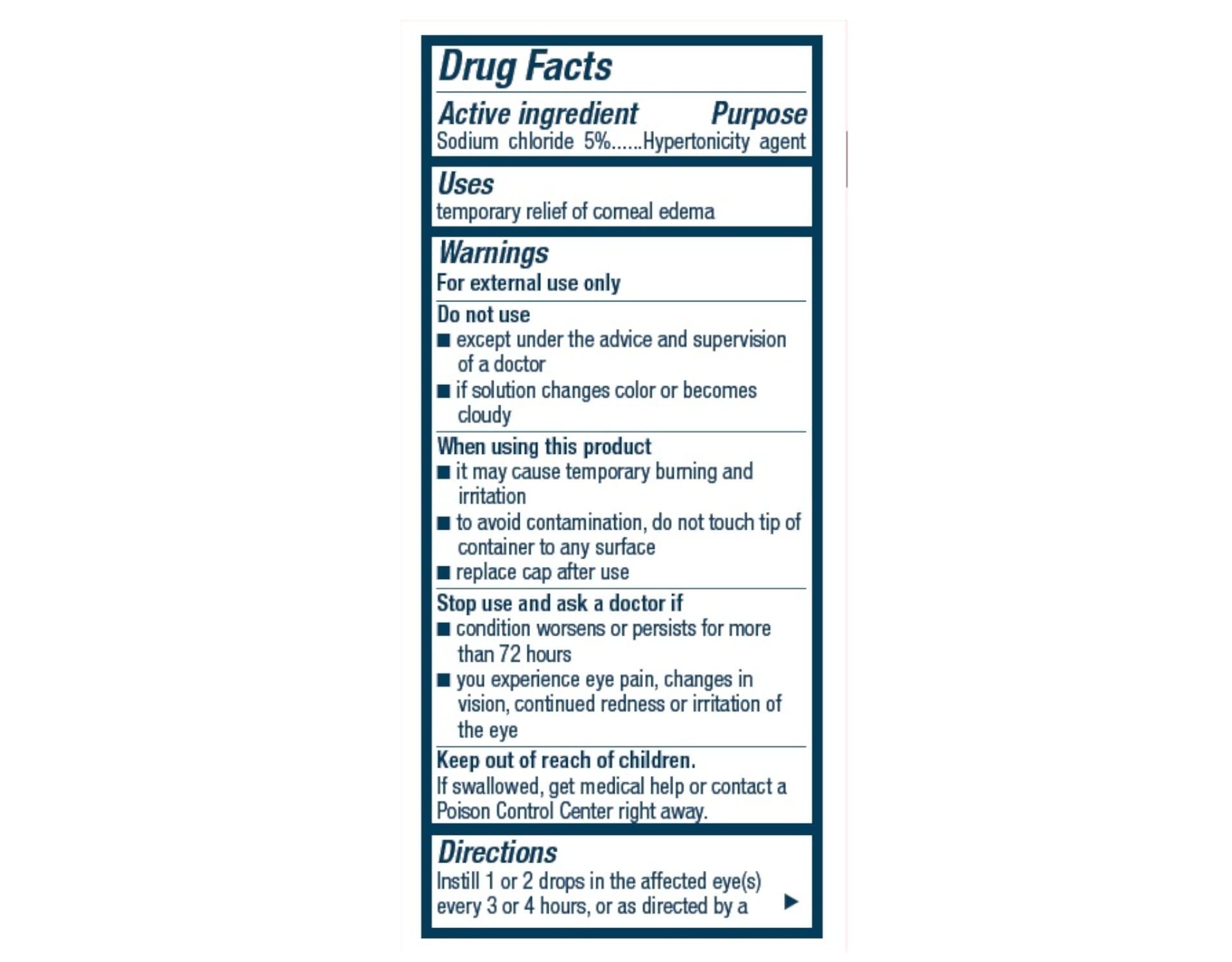 Imported Bausch and Lomb Muro 128 sterile eye drop bottle with protective cap details