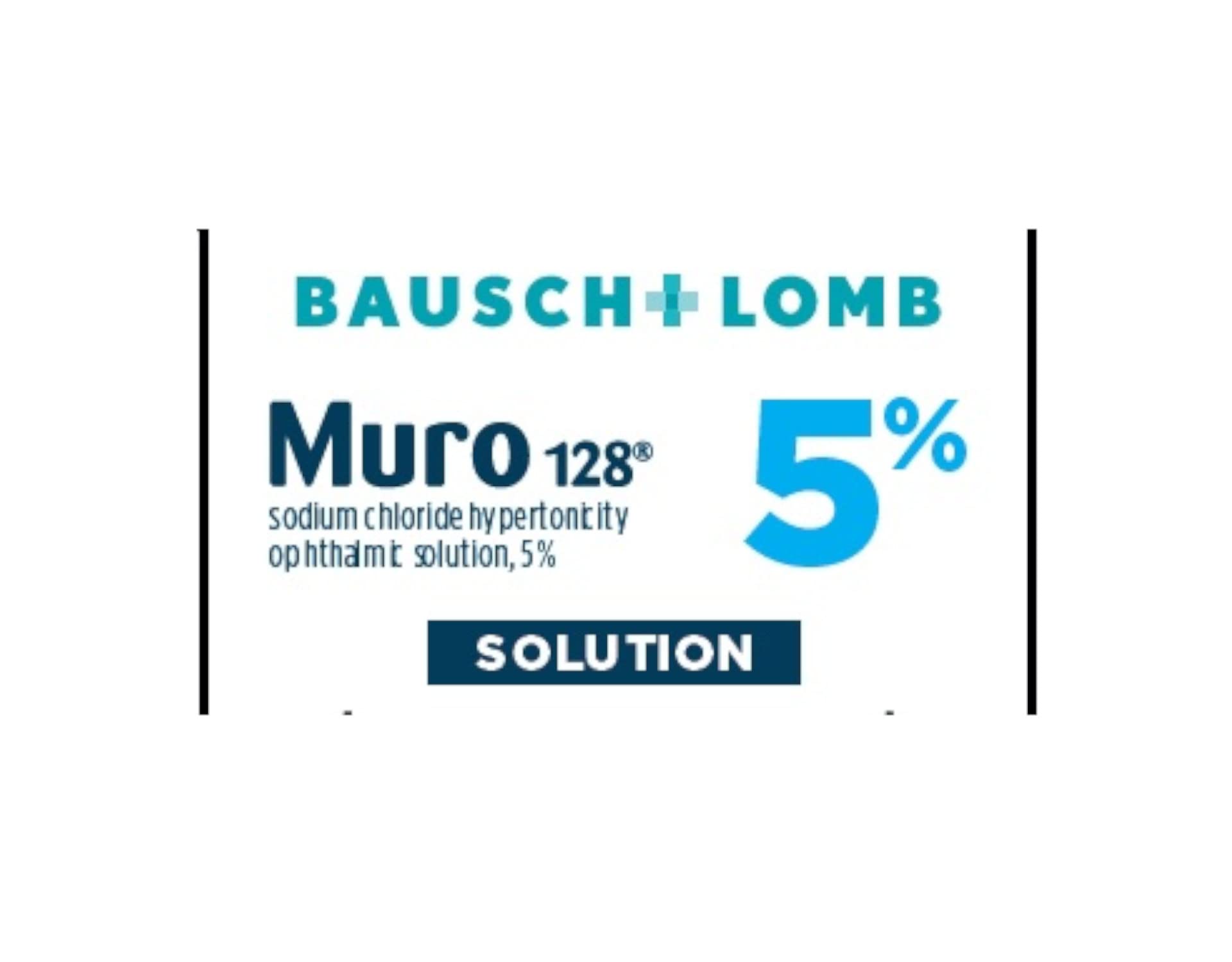 Muro 128 5 percent eye drops box graphics demonstrating authentic product sealing