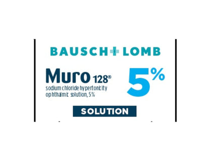 Muro 128 5 percent eye drops box graphics demonstrating authentic product sealing