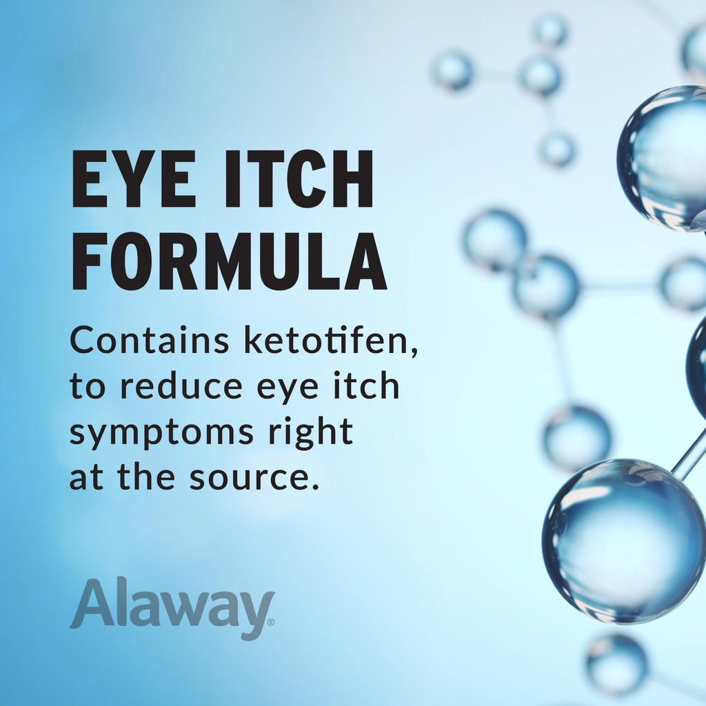 Alaway eye itch relief drops two bottle packaging showcasing twelve hour formula