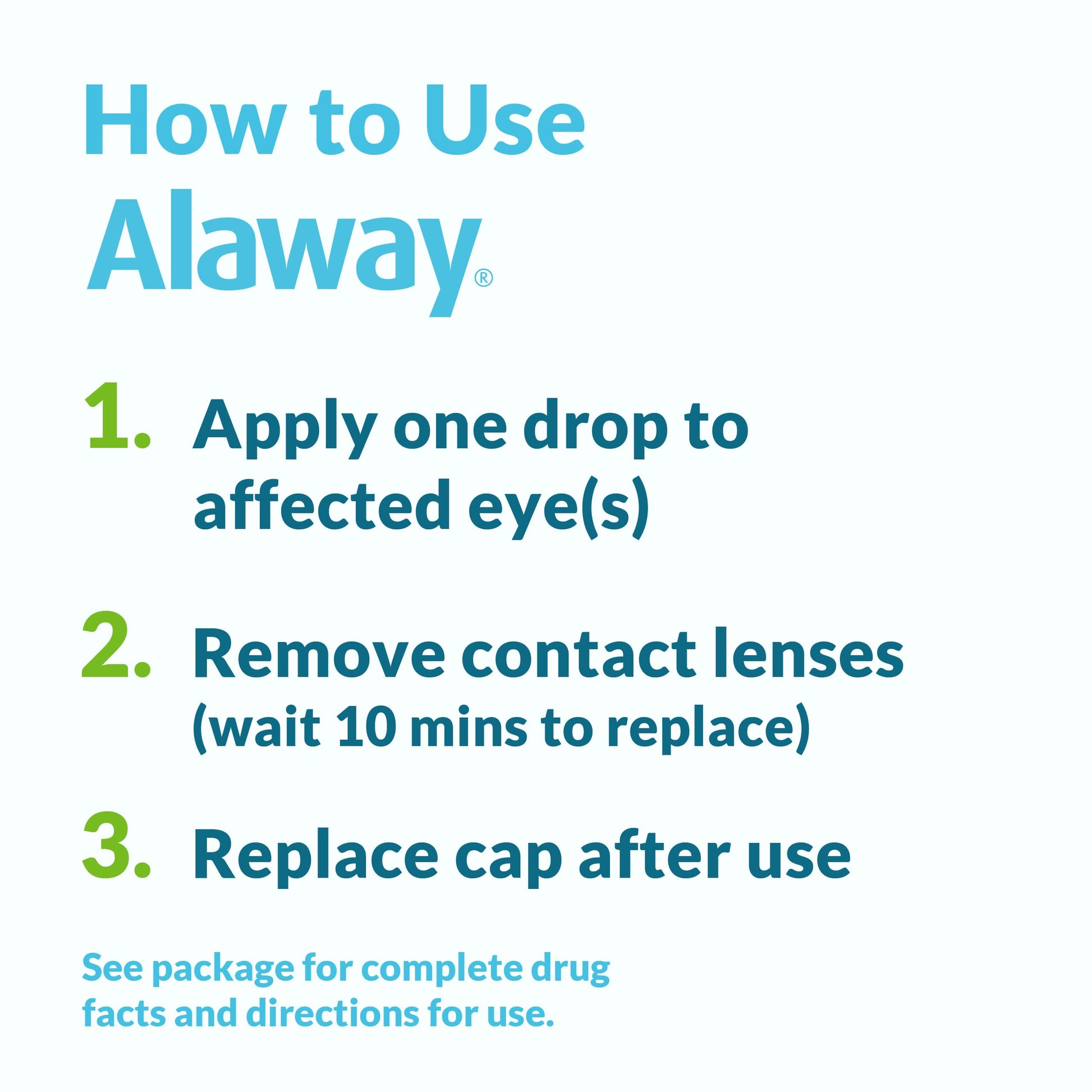 Sterile eye drops for seasonal pollen and pet dander allergy relief application