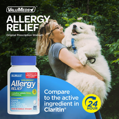ValuMeds non drowsy 24 hour antihistamine tablets supplement facts panel