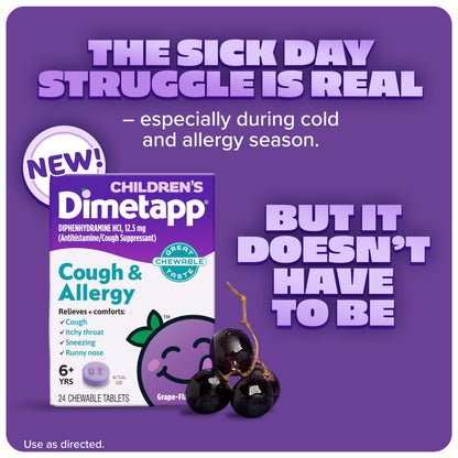 Dimetapp Kids Cough and Allergy medicine drug facts and dosage label