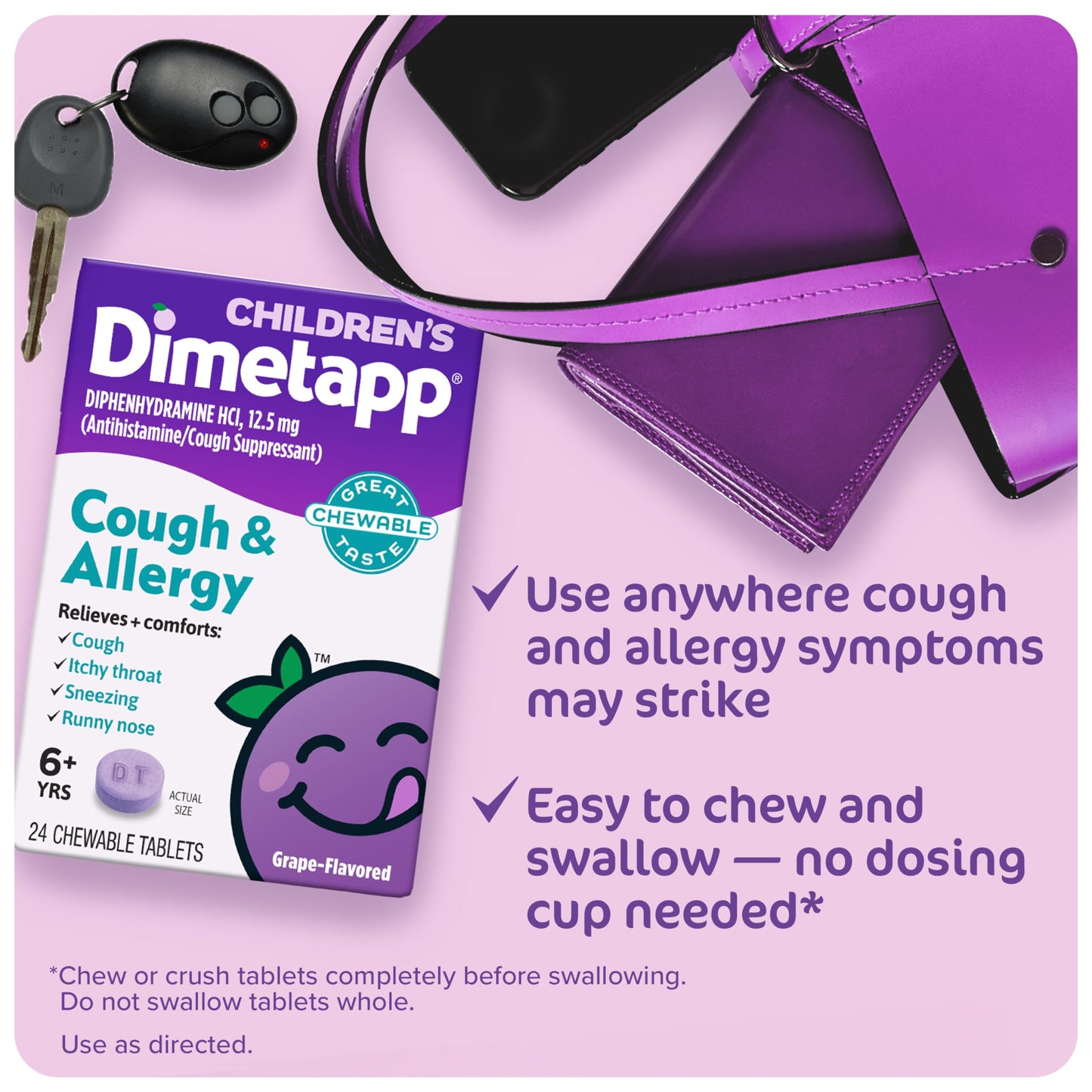 Dimetapp Childrens Diphenhydramine HCl 12.5 mg tablets expiration and barcode