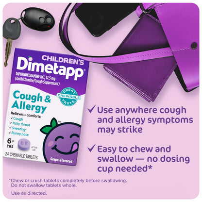Dimetapp Childrens Diphenhydramine HCl 12.5 mg tablets expiration and barcode