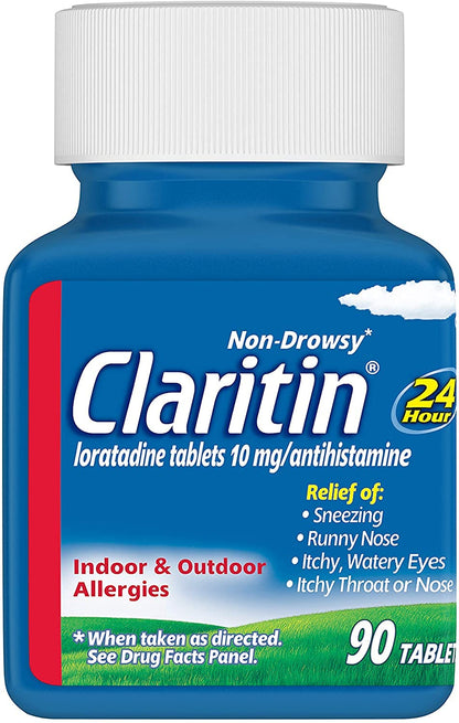 Claritin twenty four hour non drowsy antihistamine tablets authentic USA packaging for indoor and outdoor allergies