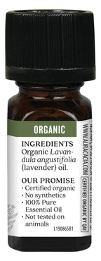 Aura Cacia Organic French Lavender Essential Oil packaging and label details