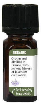 Aura Cacia Organic French Lavender Essential Oil dropper and bottle display
