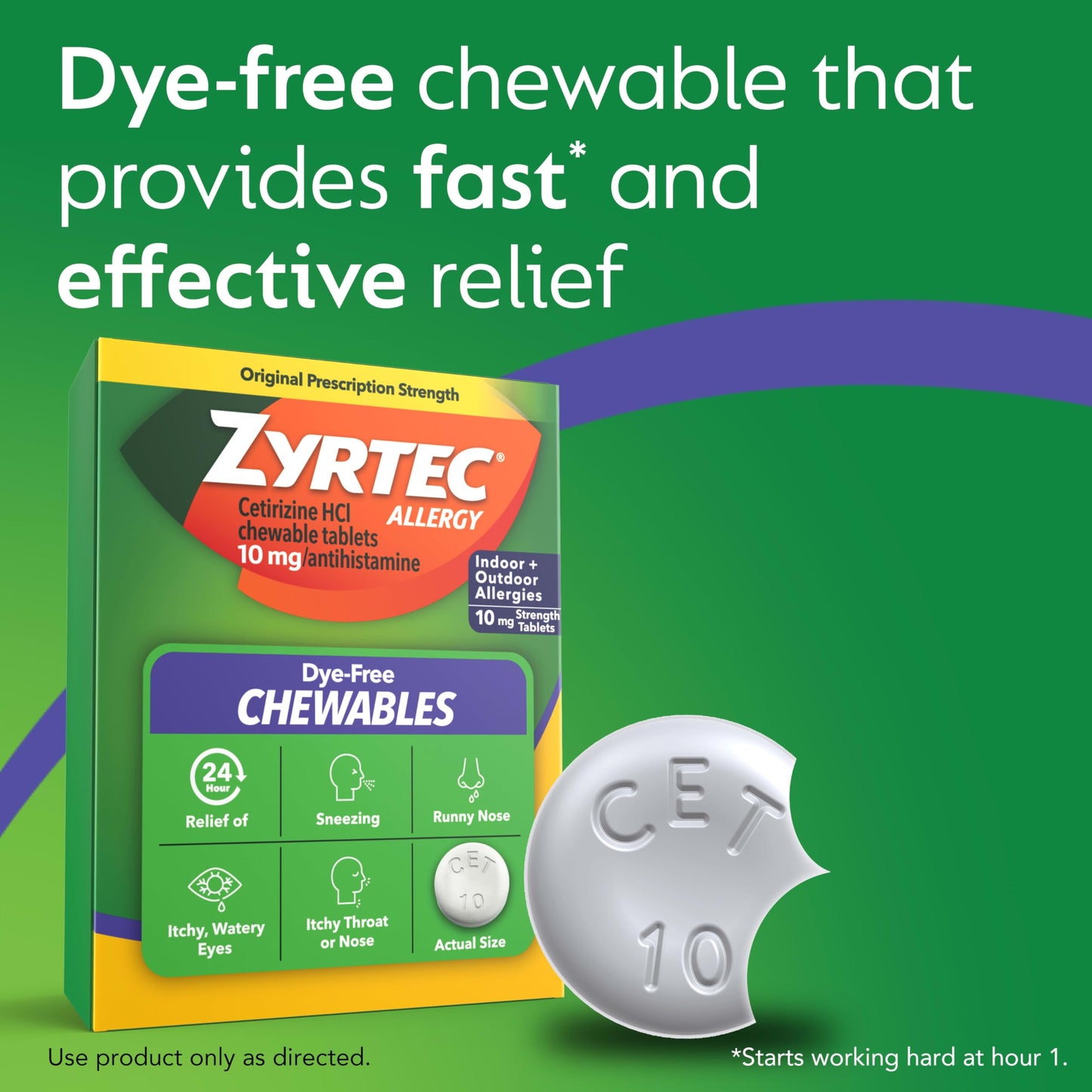 Authentic USA imported Zyrtec 24 hour antihistamine chewable tablets
