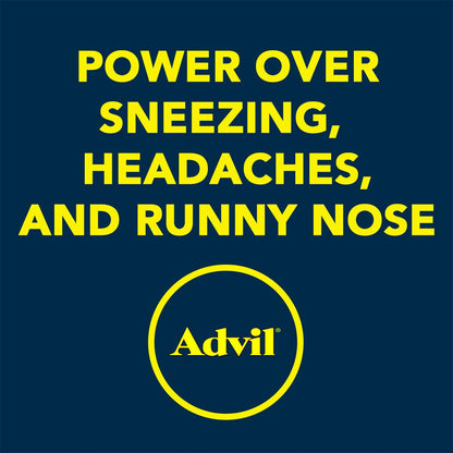 Close up view of authentic Advil allergy congestion relief drug facts label