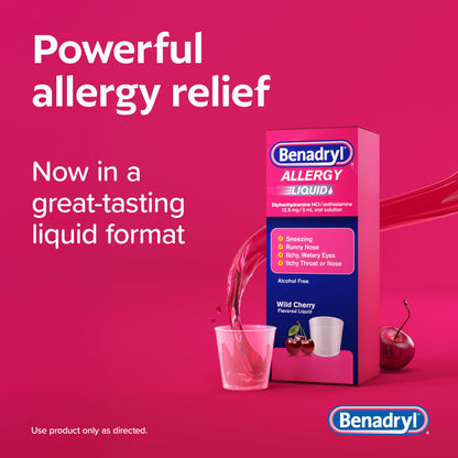 Benadryl USA imported allergy syrup facts and ingredients label