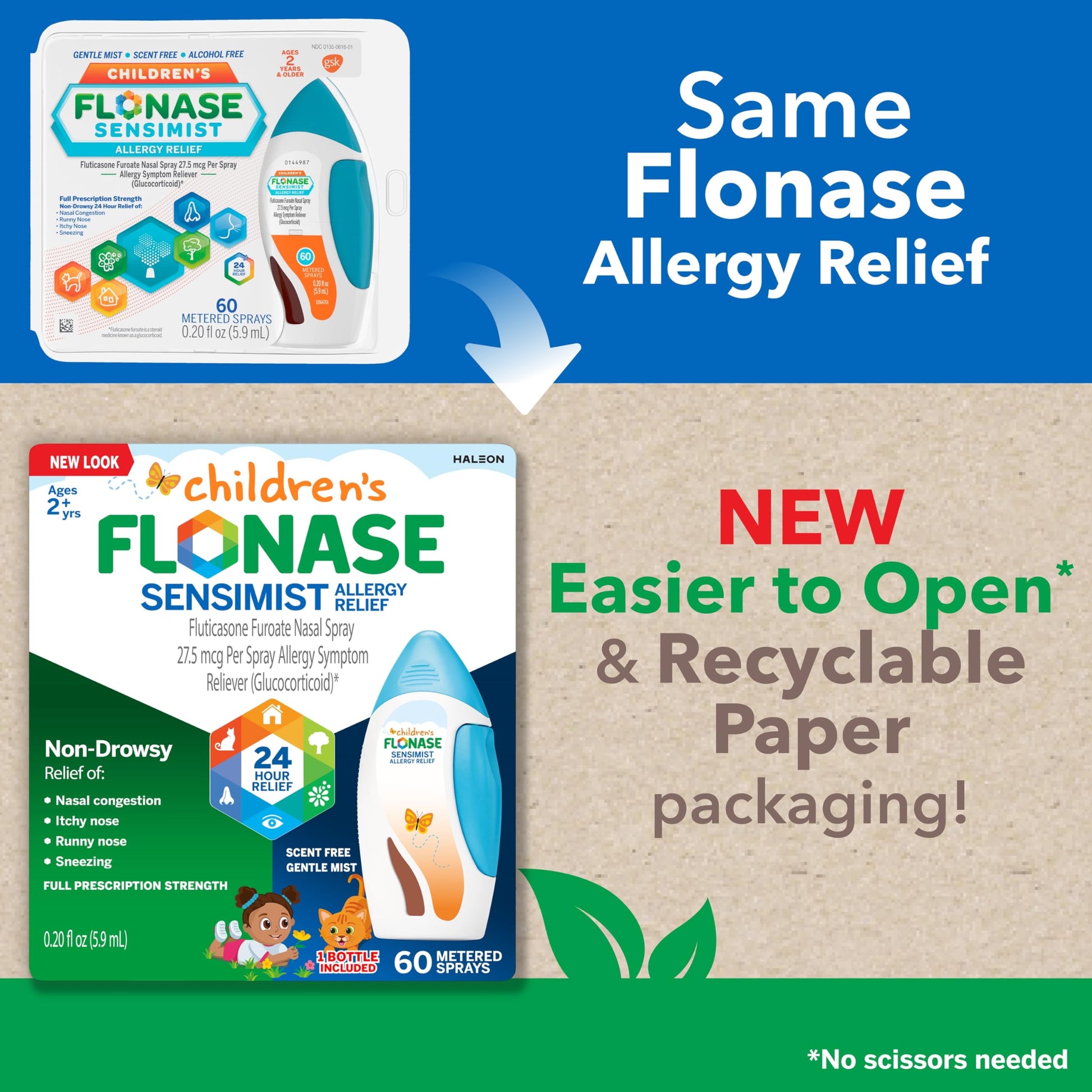 Authentic imported Flonase Sensimist family pack allergy spray
