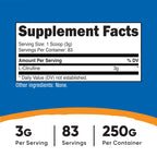 Nutricost L-Citrulline supplement powder nutrition label