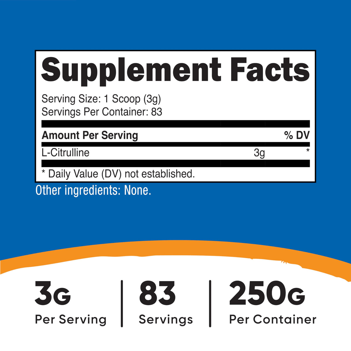 Nutricost L-Citrulline supplement powder nutrition label