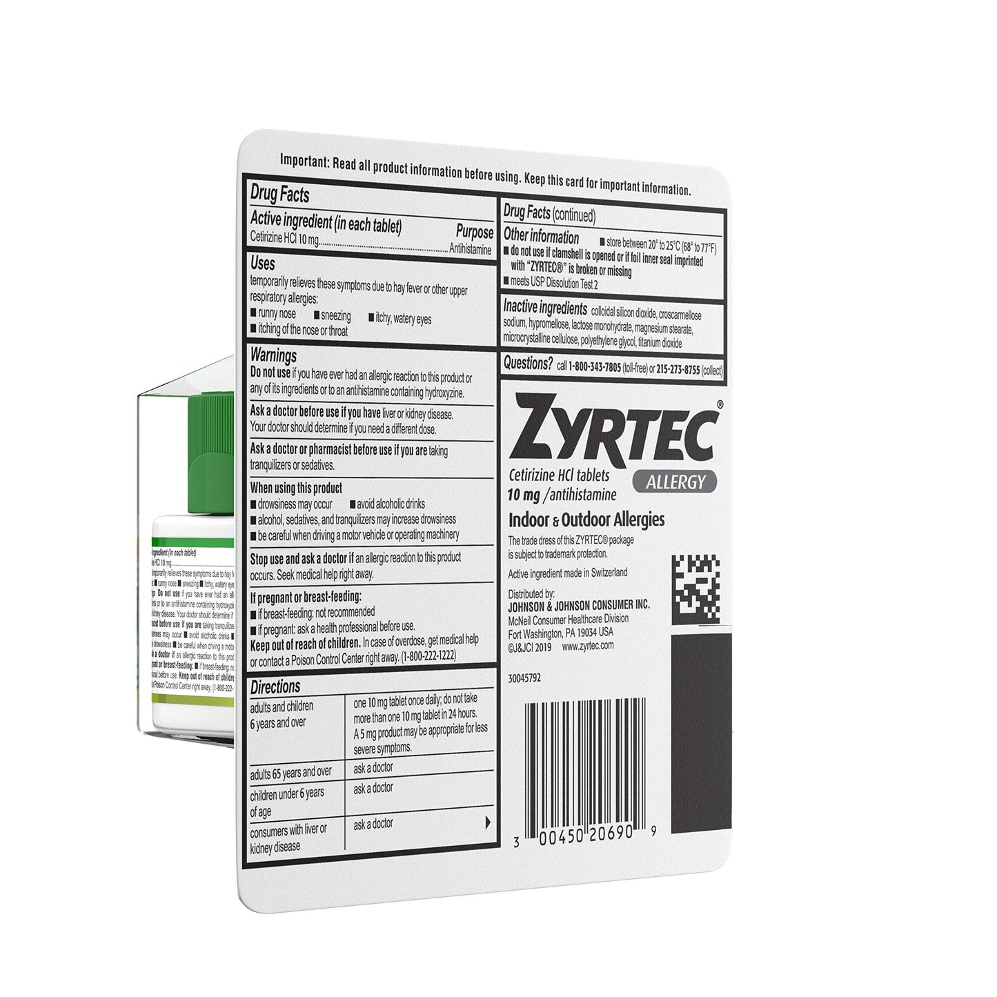 Premium USA imported Zyrtec allergy defense 90 tablets value size for daily respiratory support