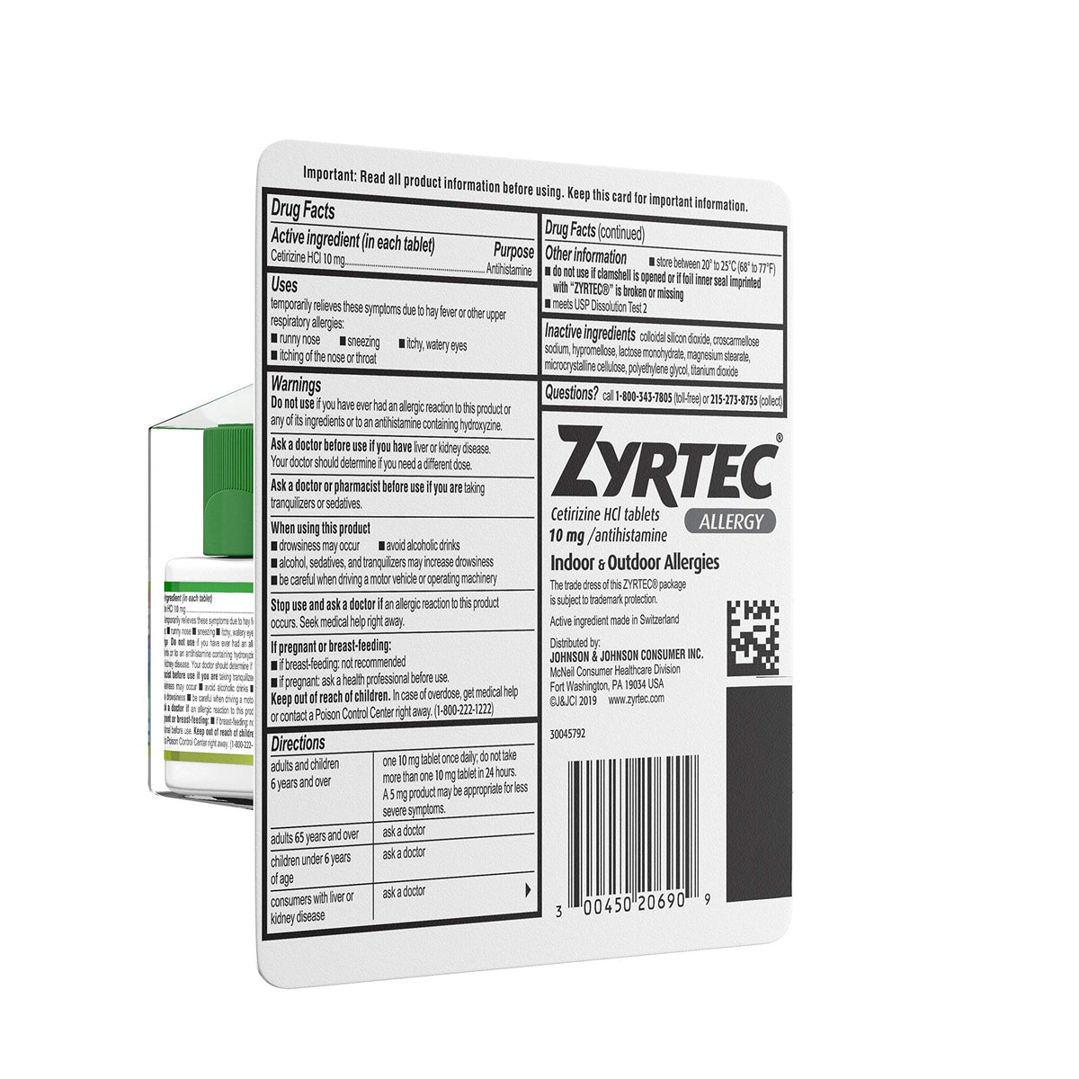 Premium USA imported Zyrtec allergy defense 90 tablets value size for daily respiratory support