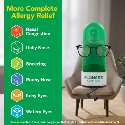 Authentic USA imported Flonase allergy spray box displaying active ingredient information