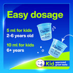 Claritin kids non drowsy antihistamine liquid back label showing ingredients