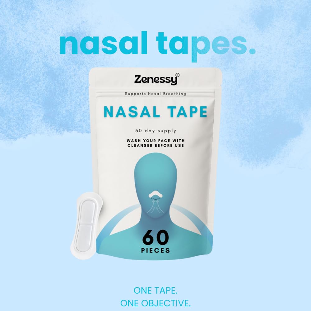 Clear anti snoring nose tape applied to the bridge of a nose demonstrating proper placement.