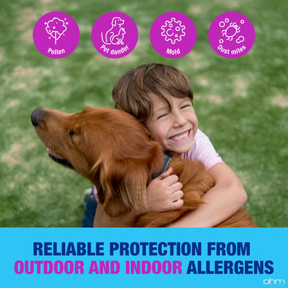 Ohm kids twenty-four-hour antihistamine chewables displaying drug facts label details.