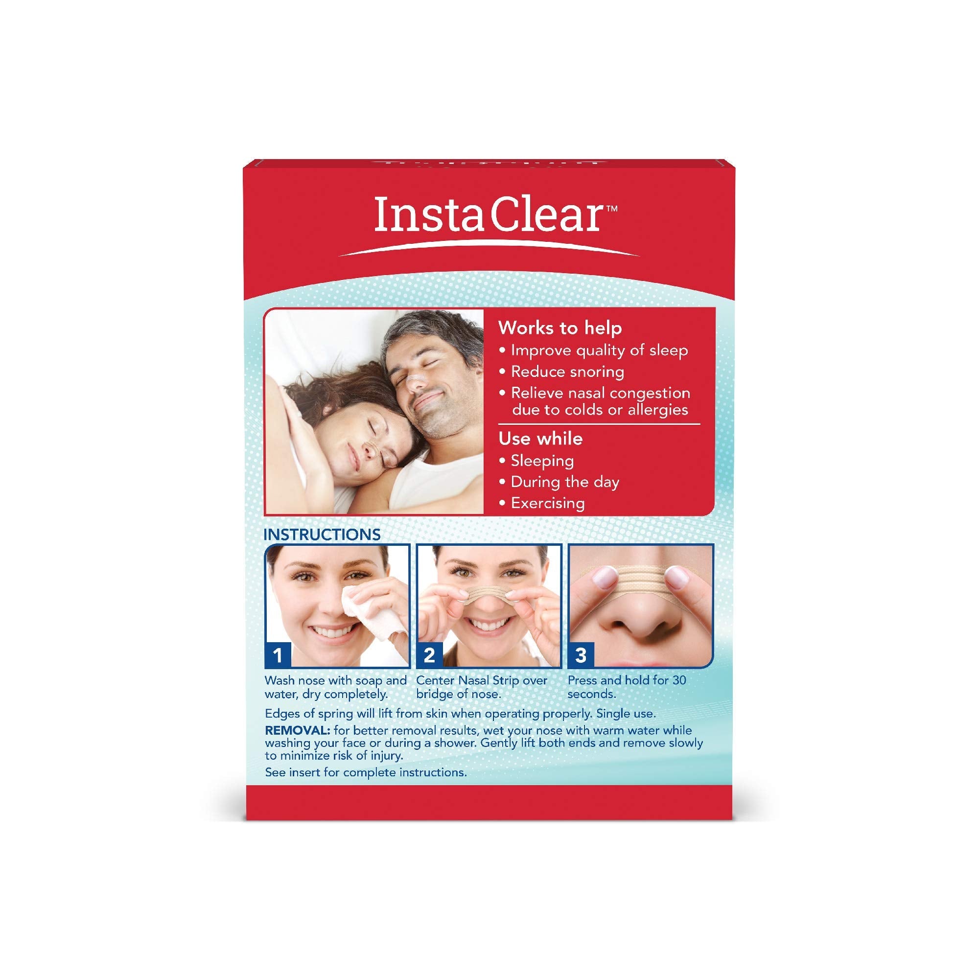 Close-up view of the tan extra strength nasal strip texture and flexible spring bands.