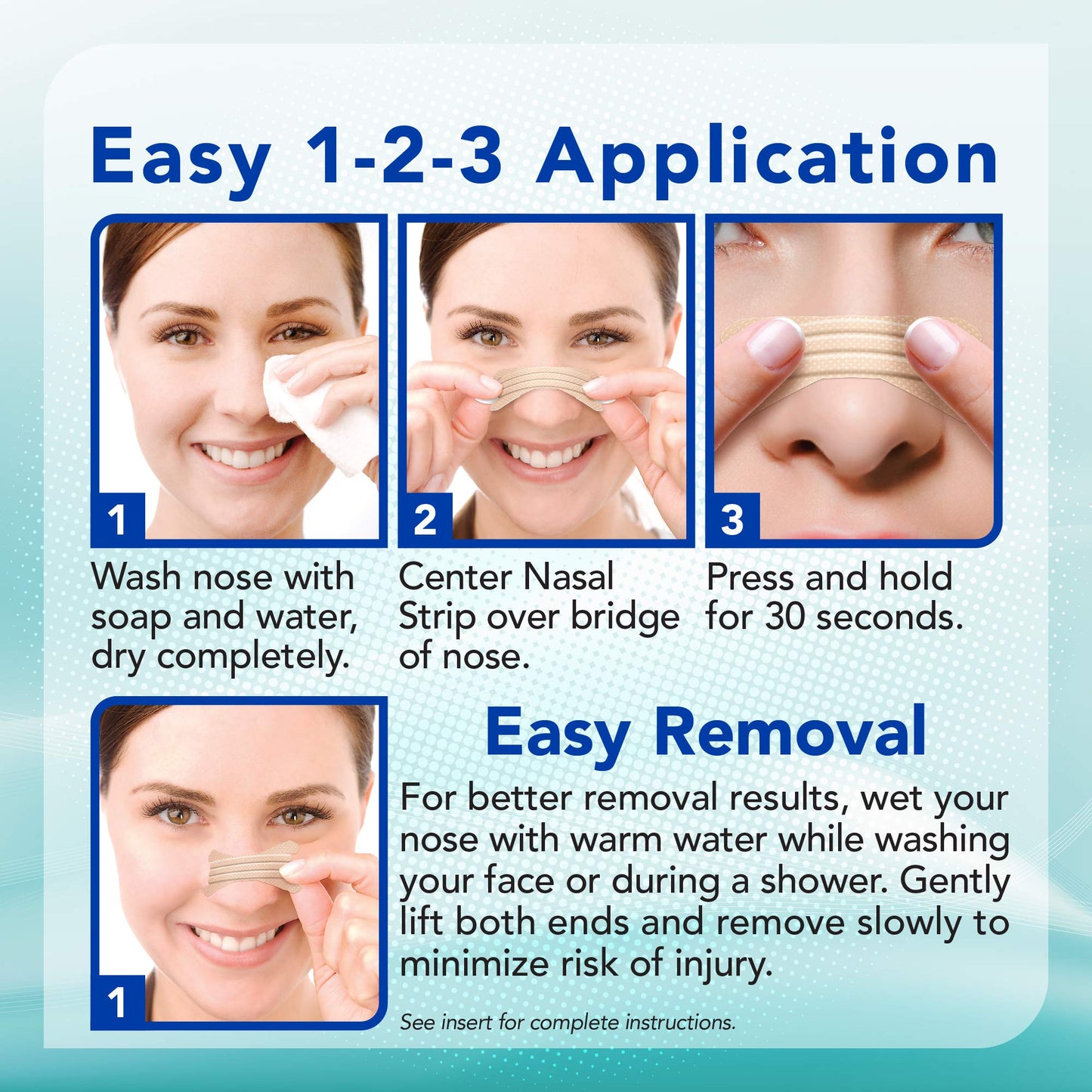 Infographic image illustrating how the flexible bands widen nasal passages to stop snoring.