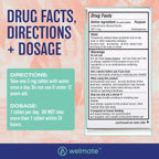 Close up view of the back label on WELMATE levocetirizine showing complete drug facts and ingredients.