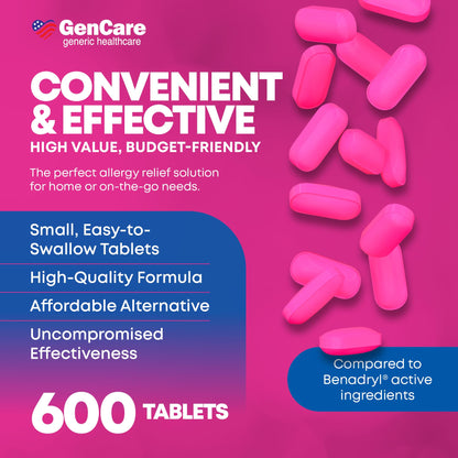 GenCare allergy relief multi symptom tablets for runny nose and sneezing.