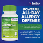 GenCare 24 hour antihistamine tablets showing active ingredient facts and dosage directions