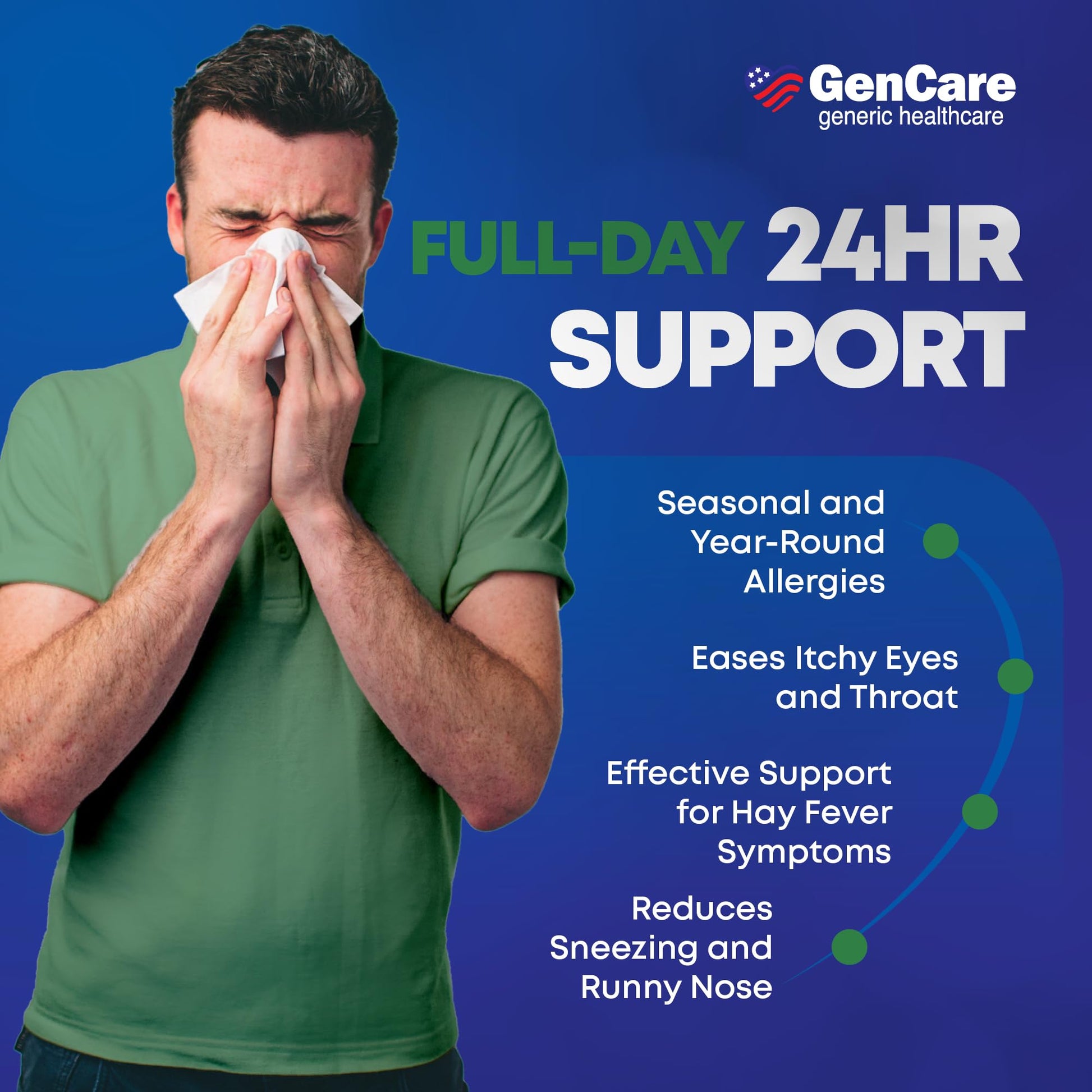 Non drowsy cetirizine hydrochloride medication for sneezing runny nose and itchy watery eyes relief