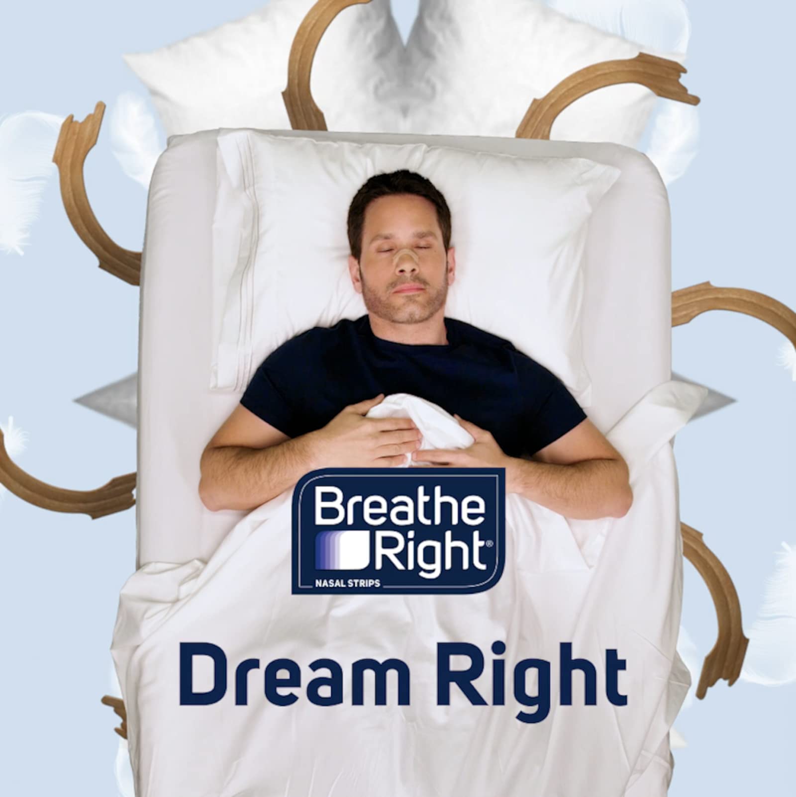 Breathe Right drug free snoring reduction strips showing the flexible spring bands on the tan backing fabric