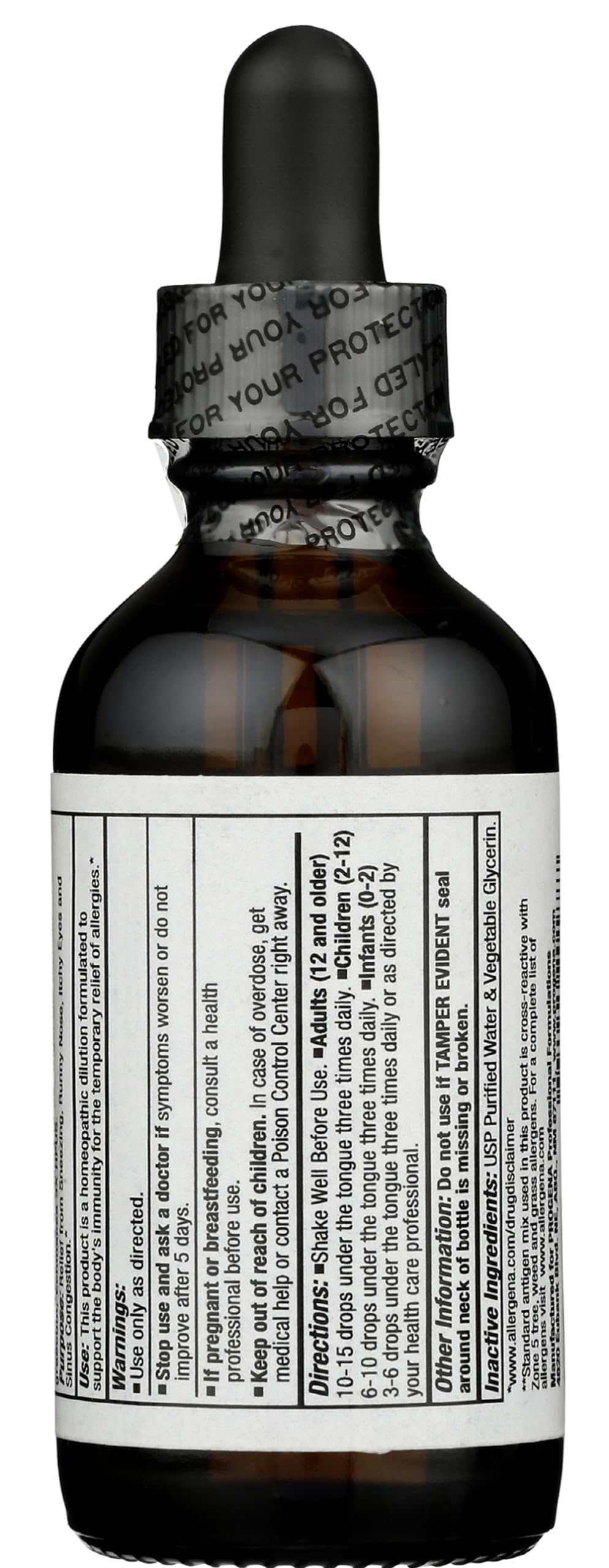 Alcohol free allergy relief remedy by PROGENA for sneezing and sinus pressure relief