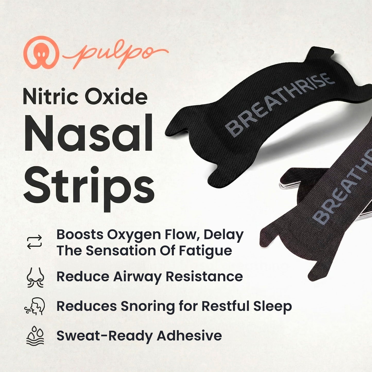 Pulpo x Breathrise black breathing tape applied on the nose bridge