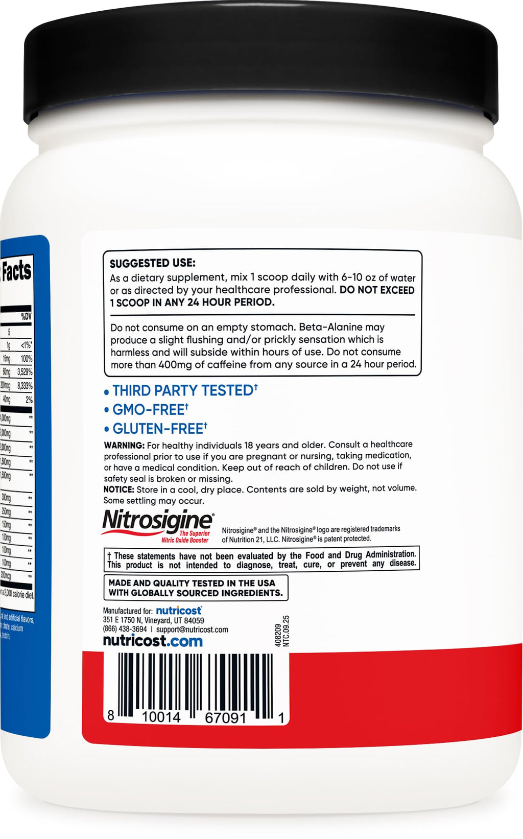 Close up of Nutricost Pre-X Xtreme branding and flavor label