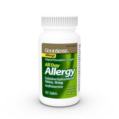 GoodSense prescription strength all day allergy tablets packaging details for indoor allergen management
