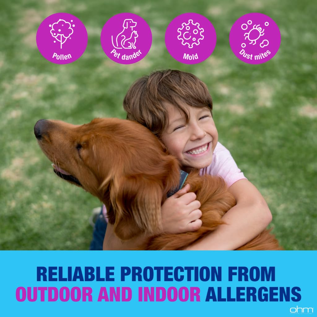 Top view of the packaging for Ohm children's allergy medicine showing the tamper-evident safety seals