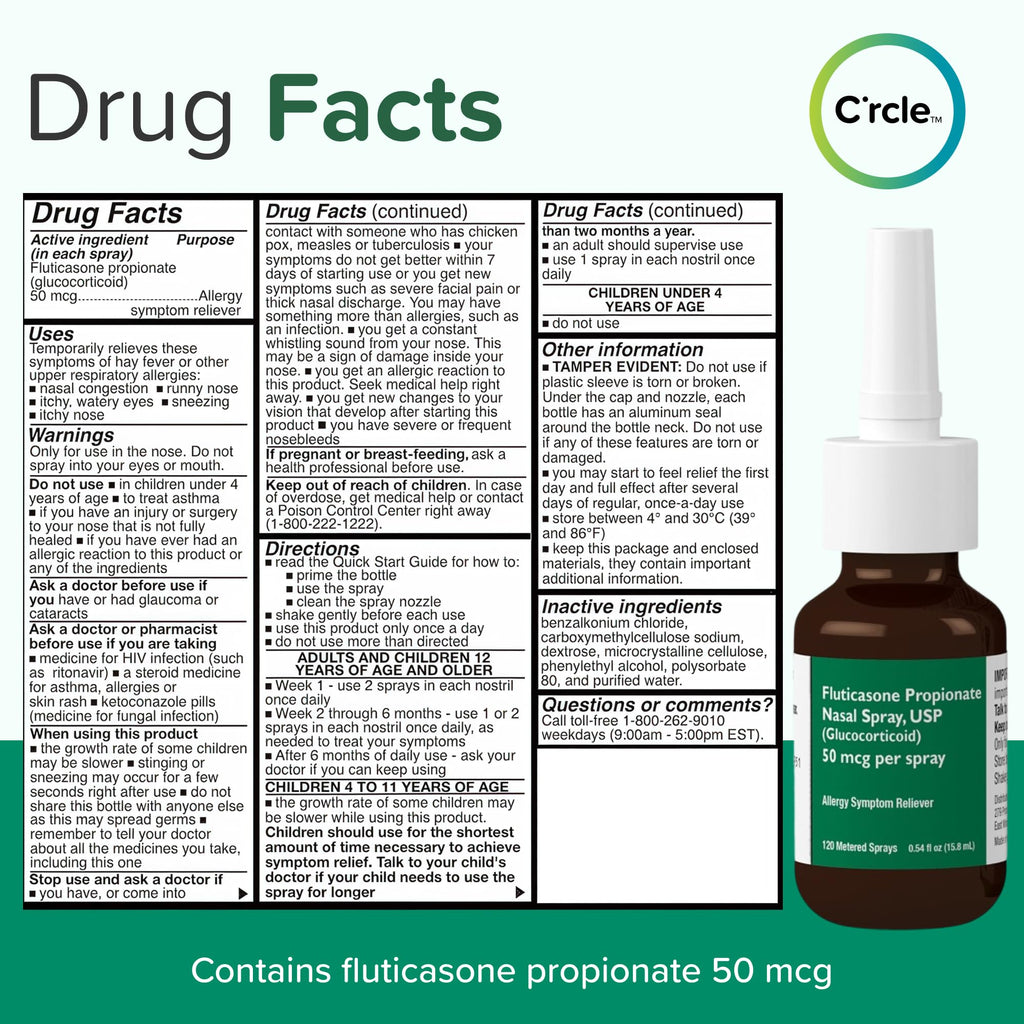 FlutiCare one month supply allergy nasal spray demonstrating proper handling orientation