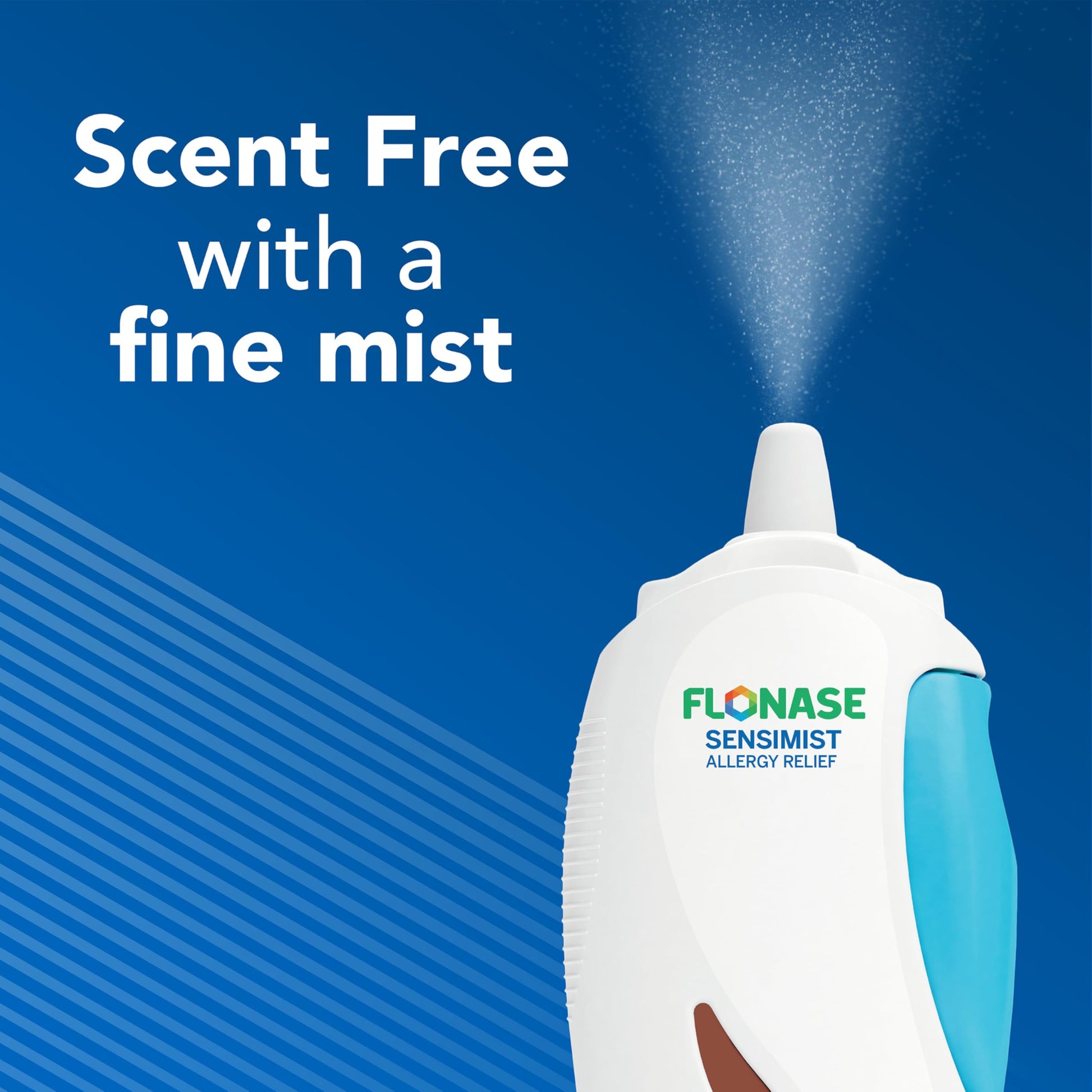 Flonase Sensimist authentic original packaging detailing seasonal and indoor allergy use