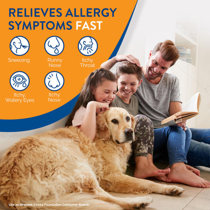 Back label view of Alavert non drowsy melt in your mouth allergy pills with usage instructions