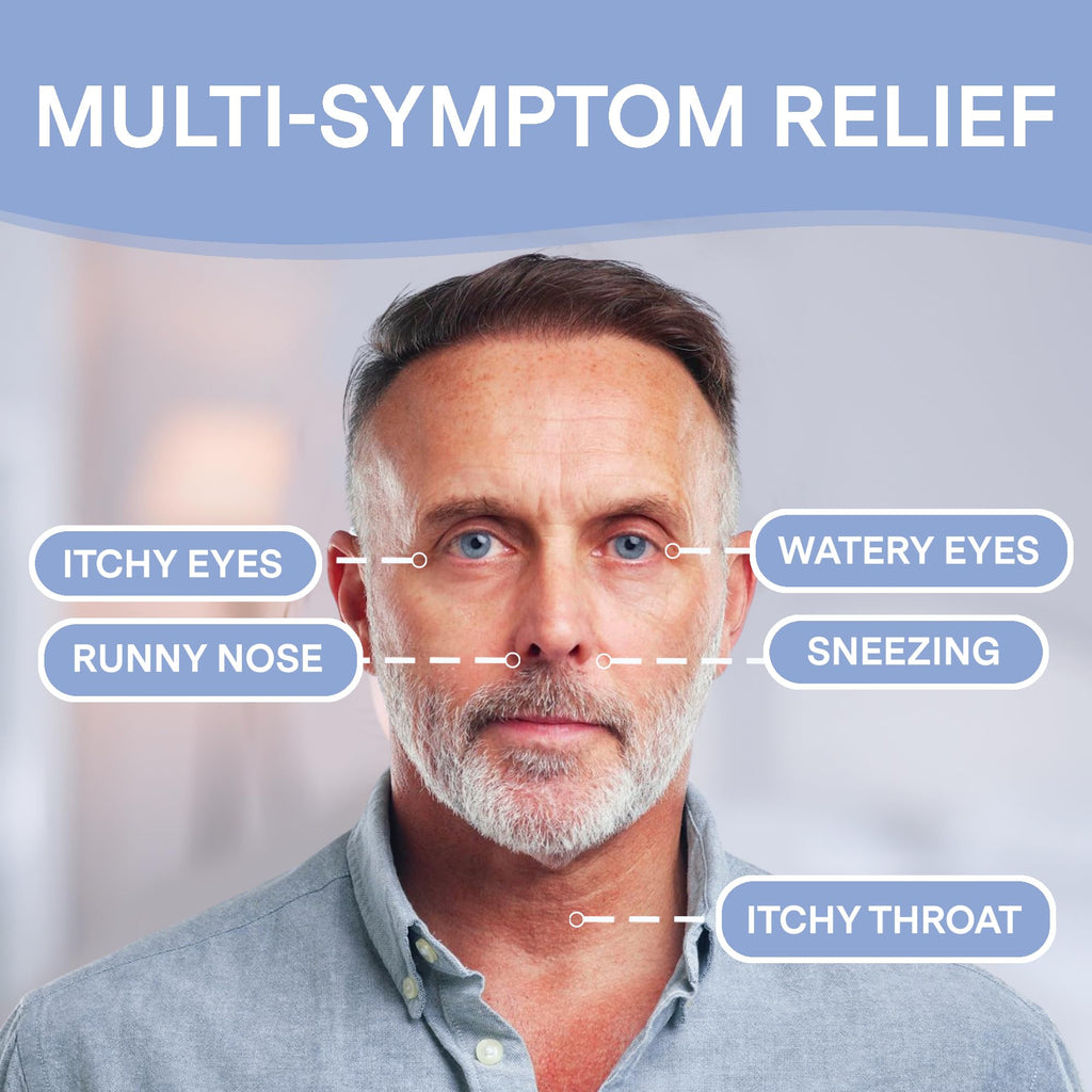 Close up view of the adult allergy relief tablets by Curist brand