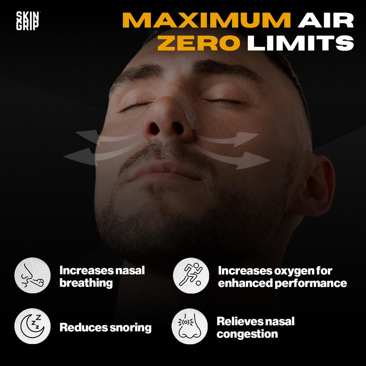 Hypoallergenic nasal dilator strip applied on user nose to increase airflow
