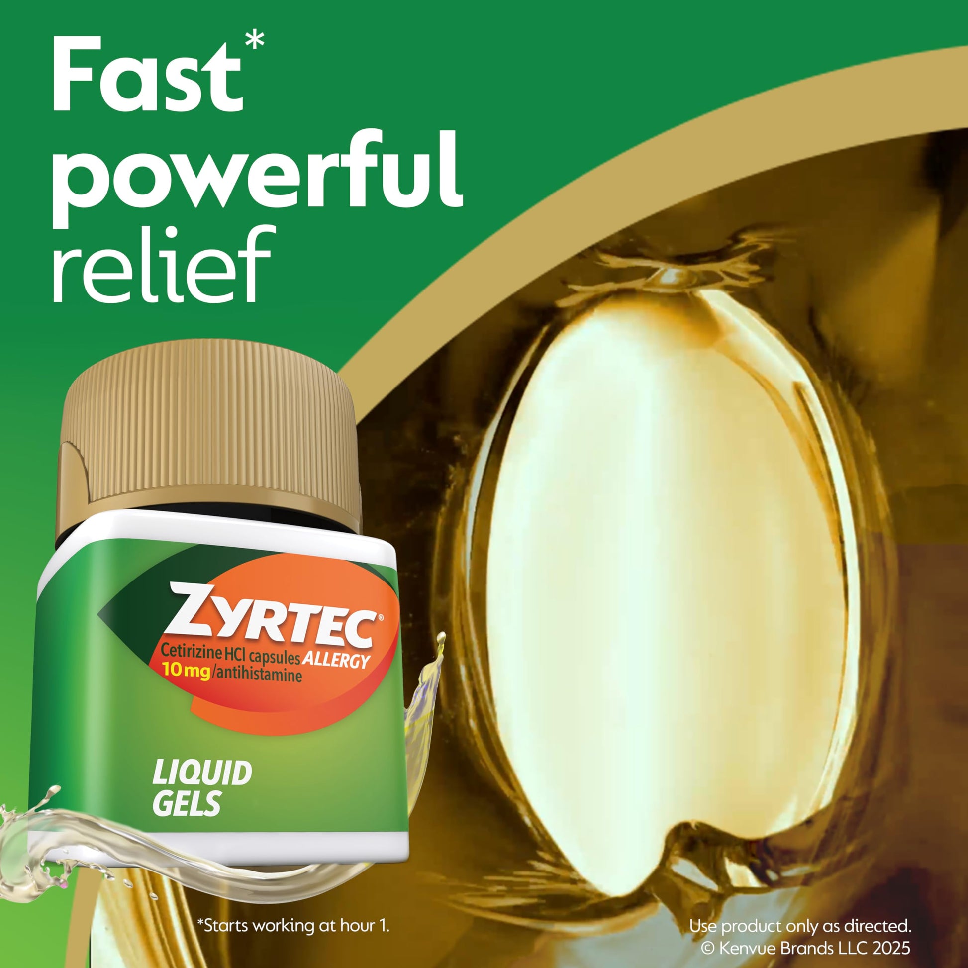 Back label of Zyrtec 40 count allergy medicine detailing drug facts and active ingredients.