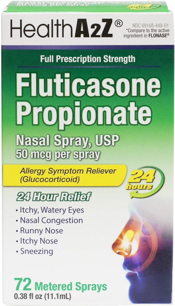 HealthA2Z 24 hour allergy relief nasal spray 50 mcg concentration label